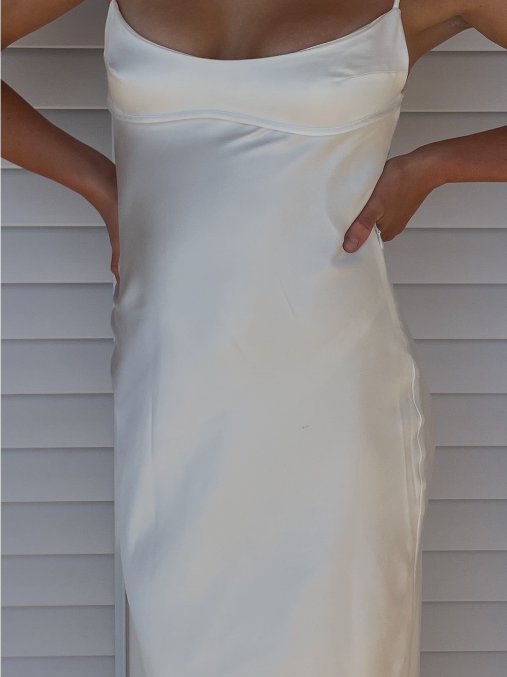 Silky White Slip Dress-Zara
